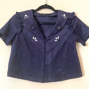 Beautiful Suede jeweled crop top